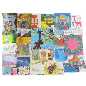 VTG 70's Childrens Book Pages Ephemera Junk Journal Disney Fairy Tales Dr. Seuss